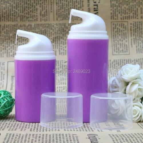 50ml 80ml Purple Cosmetic Container White Head Empty Airless Pump Plastic Bottles Travelling Liquid Use 10pcs/lot