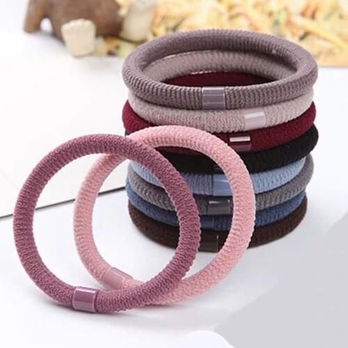 10 Pcs/Lot Neutral Solid Color Black Hair Bands Elastic Hair Ties Girls' Ponytail Holder Women Hair Accessories