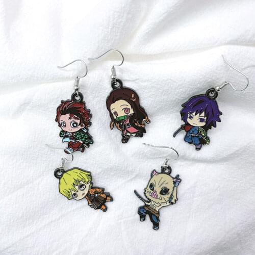 Anime Demon Slayer Kimetsu No Yaiba Earring Cosplay Kamado Tanjirou Kamado Nezuko Jewelry Earrings