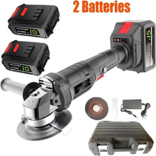 Cordless Brushless Grinder with 2 Rechargable Lithium Li-ion Battery 100mm Angle Grinding Cutting Machine Kit