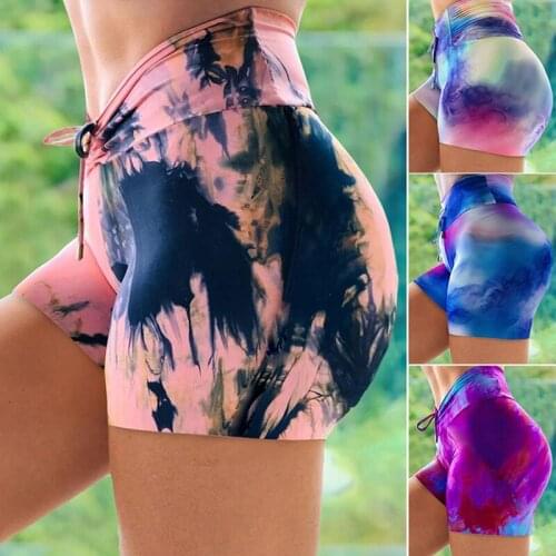 Shorts Women Sexy Tie Dye Printed Casual Shorts Women Yoga Tights Sports Shorts Sweatpants