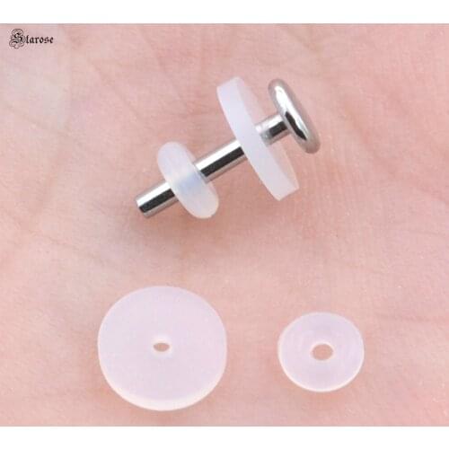 Starose 20Pcs Clear Silicone Pad Ear Studs Earring Back Cap Body Piercing Bar Accessories Rubber Ring Jewelry Findings Ear Plugs