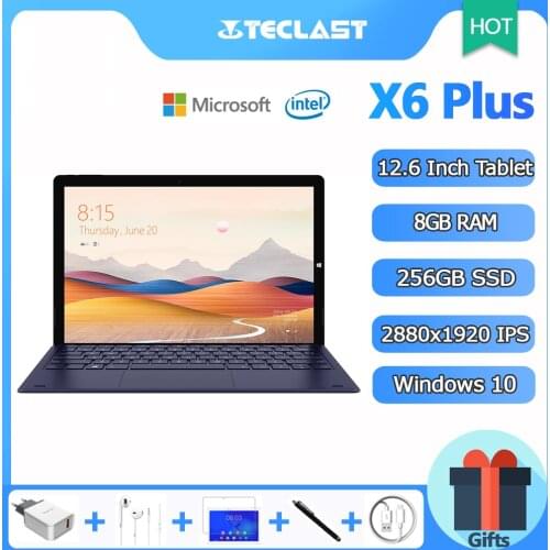 Teclast X6 Plus Notebook 2 in 1 Tablet 12.6 Inch Touch Screen Windows 10 RAM 8GB 256GB SSD Intel N4100 2880×1920 IPS USB3.0 PC