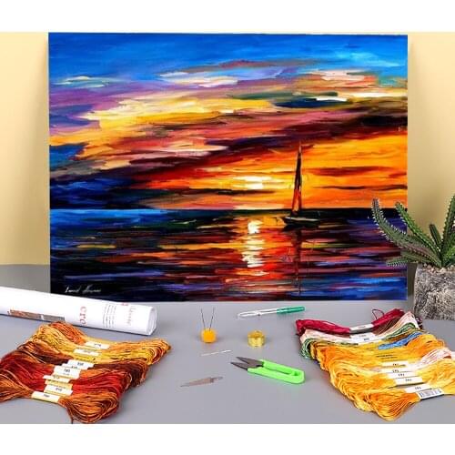 Quiet Sunset Printed 11CT Cross Stitch Set Embroidery DMC Threads Needlework Knitting Hobby Handmade Promotions Package