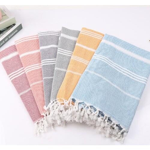 Turkish Bath Towels Cotton Fabric With Tassel Big Beach Towel 100X180cm Summer Adults Stripes Thin Towel Wrapped Skirt