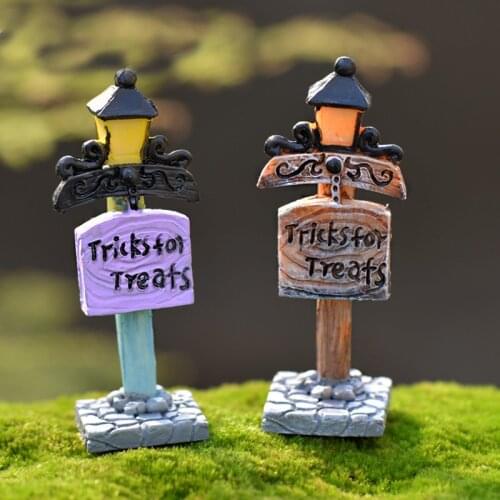 Street Light Signpost Fairy Garden Miniatures Statue Vintage Home Decor Miniature Bonsai Terrarium Gnome Jardin Resin Craft