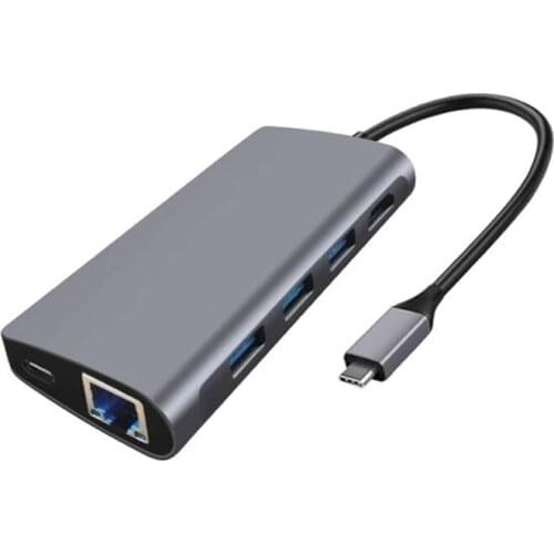 8 in 1 usb TYPE-C HD-MI USB3.0*3 SD 4K HD Gigabit Ethernet card reader multi-function docking station