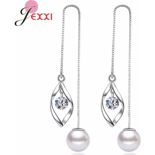 Party Fashion Korean Luxury Rhinestone Eardrop 925 Sterling Silver Dangle Earrings Cubic Zircon Lovers Gift Jewelry