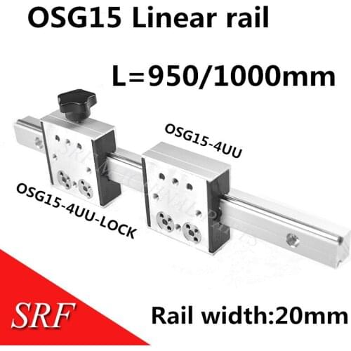 High speed linear guide roller guide external dual axis linear guide rail 1pcs OSG15 L=950/1000mm+1pcs OSG15 slide block