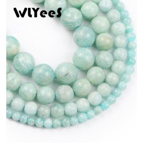 WLYeeS Natural Stone Beads Peru Amazonite Round Loose Beads For Jewelry Making DIY Bracelet Earring Accessories 15''4/6/8/10mm