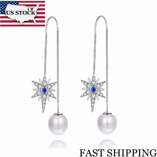 US STOCK Uloveido Tassel Earrings for Women Hexagram Stud Earings with Stones Silver Color Imitation Pearl Earring 5% LC113