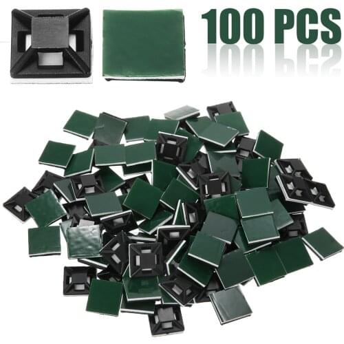 100PCS/Set Cable Tie Base Mounts 12.5*12.5mm Self Adhesive Cable Wire Zip Tie Mounts Bases Wall Holder Fixing Seat Clamps