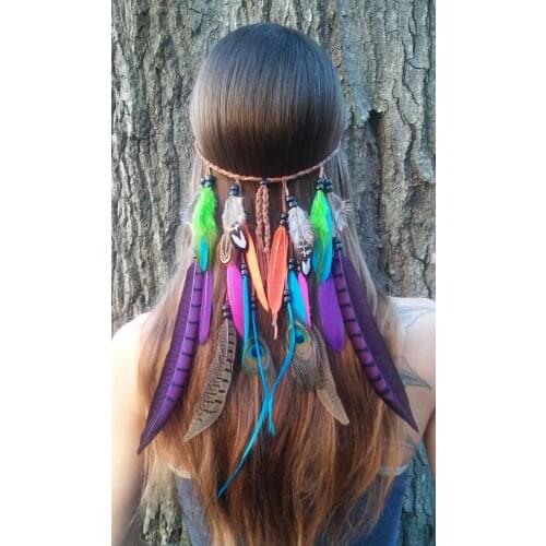 120pcs/lot new fashion colorful Peacock feathers Indian style headband/Bohemian hairband/headware