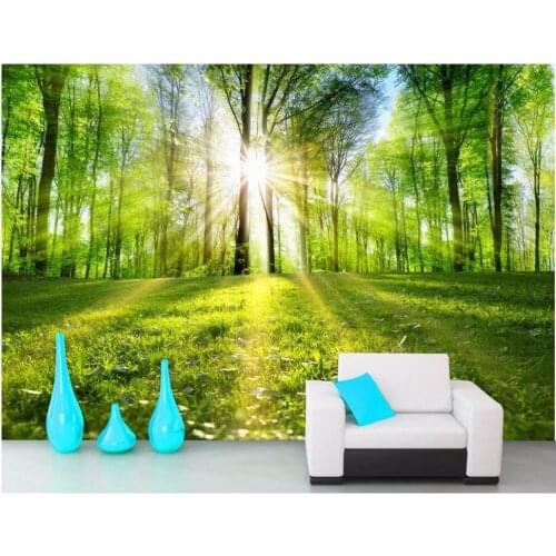 Custom mural photo 3d wallpaper forest landscape shaded through the trees 3d wall murals wallpaper for living room wall 3 d