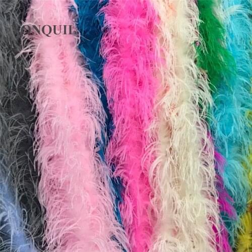 4 Meters/Lot Black Ostrich Feather Strip Navy Ostrich Feather For Costumes Trim Party Craft Hats Feather DIY Accessories SYFE10