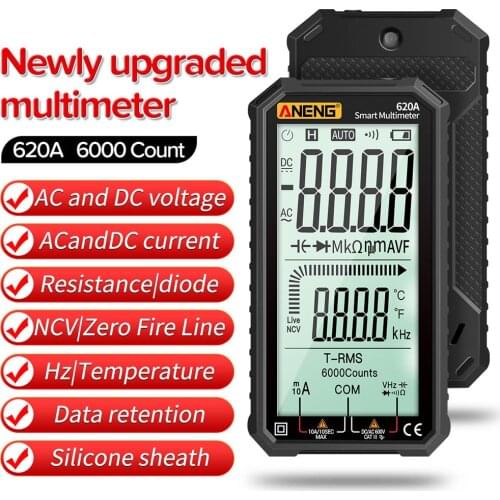 620A LCD Digital Smart Multimeter Transistor Testers 6000 Counts True RMS Auto Electrical Capacitance Meter Temp Resistance