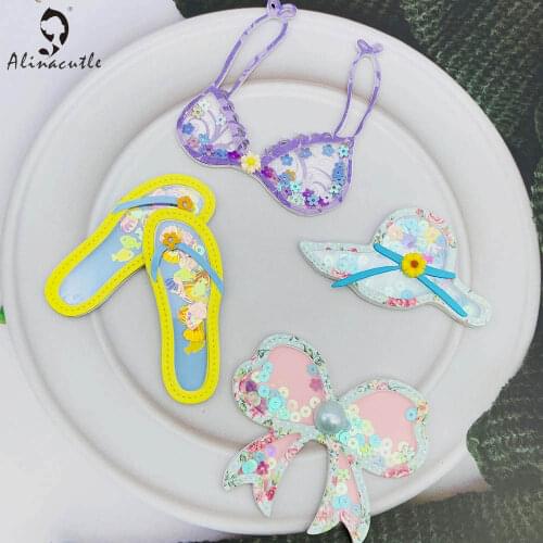 Alinacutle Metal Cutting Die Cut Summer Hat Bra Flip Flops Beach Set Scrapbooking Paper Craft Handmade Album Card Punch Art Cut