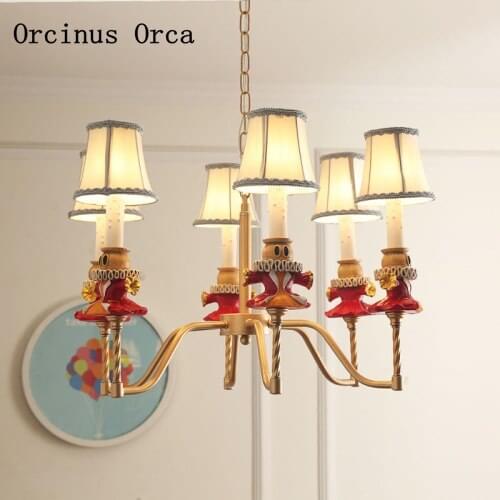 American creative Candleman chandelier boys bedroom, girls bedroom childrens room lamp cartoon creative color King Chandelier