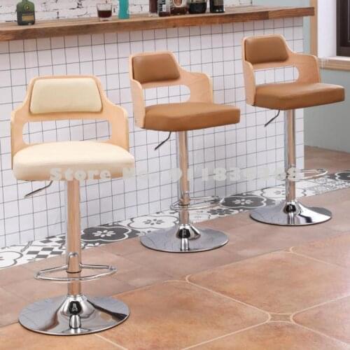 European Style Bar Chair Lift And Rotate Light Luxury Bar Chair Iron Art American High Foot Back Chair Simple Domestic S