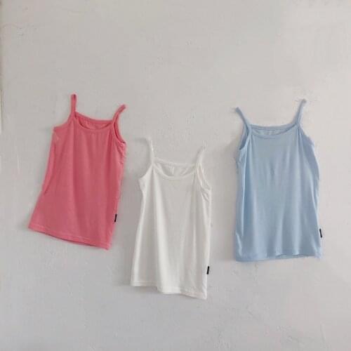 2021 Summer New Arrival Girls Fashion Cotton Vest Kids Cotton Tops Baby Girl Clothes