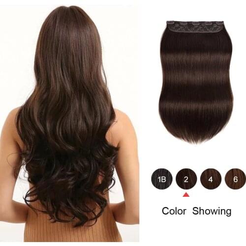 Clip In Hair Extensions Human Hair One Piece Set Tic Tac 5 clips 160g Thick Hair Natural Straight Extensions Human Hair Clip On