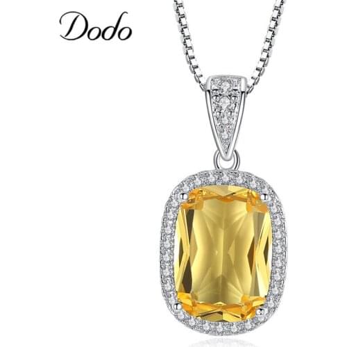 DODO Vintage Large Square Necklaces Noble Champagne Color Pendant Classic Yellow Crystal Necklace Choker Jewelry For Women N324