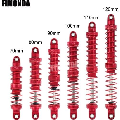 FIMONDA 4pcs Dual Spring Metal Shocks Red 70mm 80mm 90mm 100mm 110mm 120mm for 1/10 RC Crawler Traxxas TRX4 TRX6 Axial SCX10 III