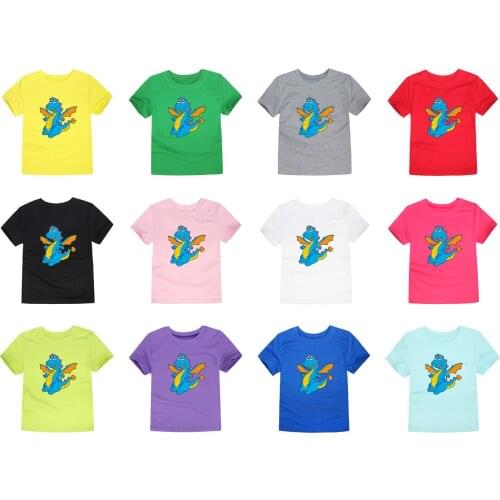 Baby Boys Girls Dinosaur T-shirts Children Summer Short Sleeve T Shirt Kids Tops Tees For 2-14 Years