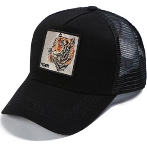 Tiger Animal Embroidery Cotton Casquette Baseball Cap Mesh Breathable Adjustable Snapback Hats for Men and Women 205