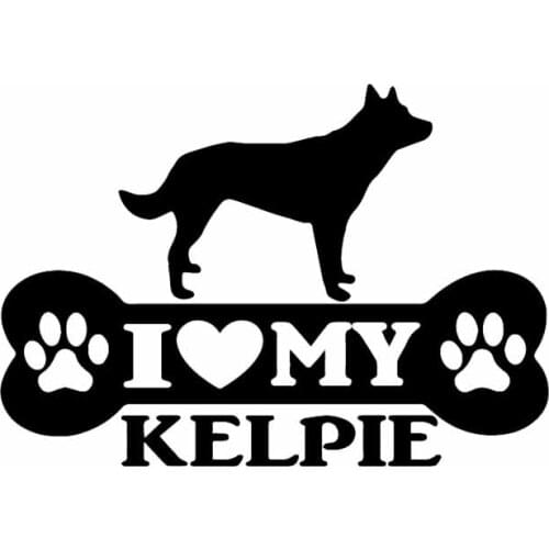 I Love My Kelpie Bone Car Sticker Sheep Dog Windshield Bumper Motorcycle Helmet Decal KK Vinyl Cover Scratches Waterproof PVC