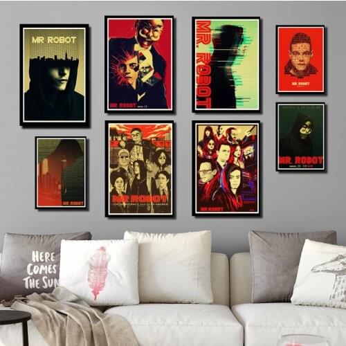 Perfect JL Movie Poster MR. Robot Wall Stickers Vintage Poster Prints High Quality Home Decor wall stickers
