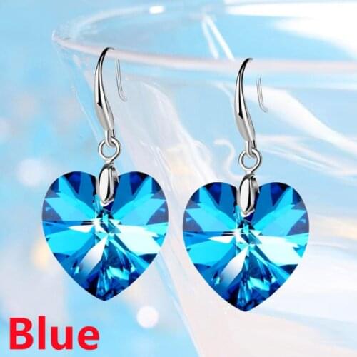 Exquisite Romance Heart-Shaped Multi-Color Optional Earrings for Women Aesthetic Accessories Luxury Austrian Crystal Jewelry