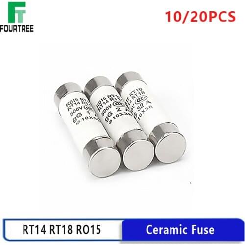 10/20Pcs Fast blow Ceramic Fuse 10x38mm Fuse 380V 500V 1A 2A 3A 4A 5A 6A 10A 16A 20A 25A 32A 40A Type RO15 RT18 RT14