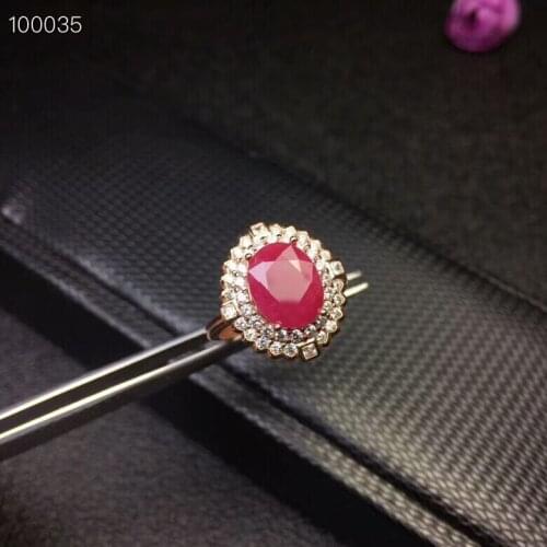 KJJEAXCMY fine jewelry 925 pure silver inlaid natural ruby ring, female support test