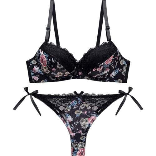 Underwear Women Set Comfortable Underwear Set Sexy Lace Bra Set Solid Female Women Underwire Push Up Cup A B C 32 34 36 38 40
