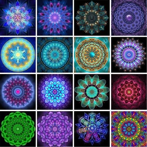 Colorful Flower Mandala Diamond Painting Mandala Kaleidoscope Rhinestones Round Diamond Embroidery Cross Stitch Kit Mosaic Decor