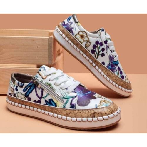 Zapatillas mujer 2021 Graffiti Lace Up Flats Women Fashion Casual Shoes Women loafers Size 43 platform Shoes zapatos planos