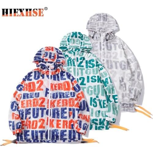 2021 Spring Summer Fashion Letter Printed Jacket Men Sun-Protective Clothing Casual Outdoor Hiking Streetwear Thin Coat Unisex