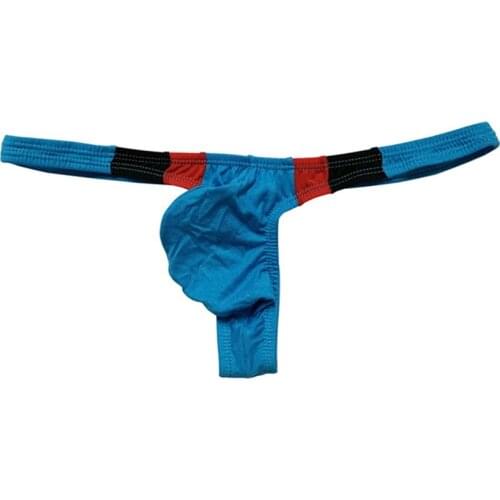 Mens Sexy Modal Stitching Breathable Thong Briefs Low Waist Stretch Underwear Solid Lingerie Jockstrap Men Panties Thong 2021