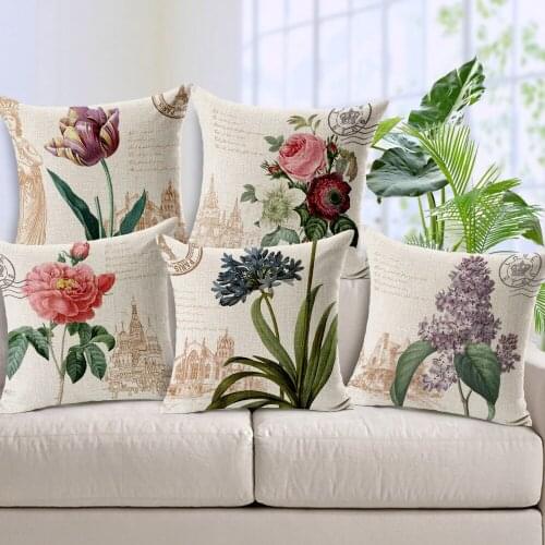 Pillow Case Colorful Flowers Picture Gift Pillowcase Flower Cushion Covers for Home Sofa Decorative Pillow Covers