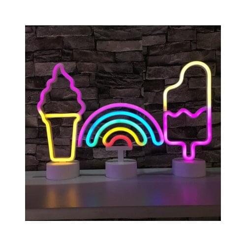 Neon Light Sign LED Night Light Flamingo Unicorn Angel Lamp Battery Powered for Bedroom Table Home Wedding Christmas Decoration