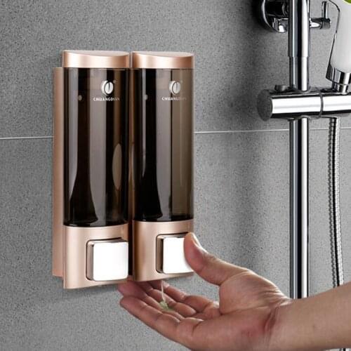New gold finished Large Capacity double-Head Liquid Soap Dispensers Shower /Shampoo / Lotion Conditioner Dispenser