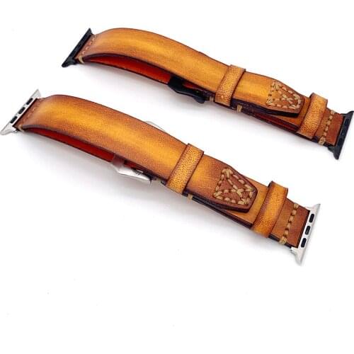 Retro Luxury Cowhide Bracelet for Apple Watch Band 38mm 40mm Brown Cowhide Leather for iWatch Band 42mm 44mm Series 2 3 4 Strap