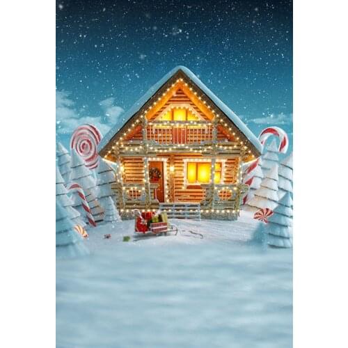 Christmas snow photography backgrounds vinyl candy house newborn photo backdrops for photography studio props fotografia lv-981