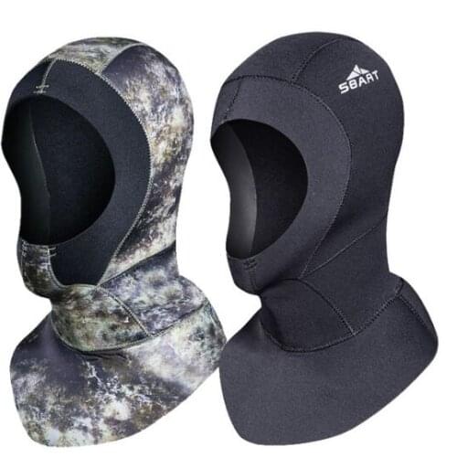 SBART 3MM Neoprene Diving Hood Adult Camo Winter Snorkel Wetsuit Warm Cap Hat Head Cover Bibbed long to Shoulder Scuba Hoodies