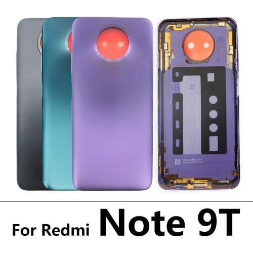 10Pcs Back Glass Rear Cover Battery Back Cover Glass Rear Door Replacement Housing case For Xiaomi Redmi Note 9T with side key