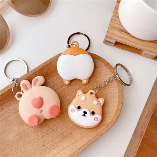 Kawaii Shiba Inu Protective Sleeve For Airtag Keychain Cute Silicone Locator Tracker Case For Apple Airtag Keyring Accessories