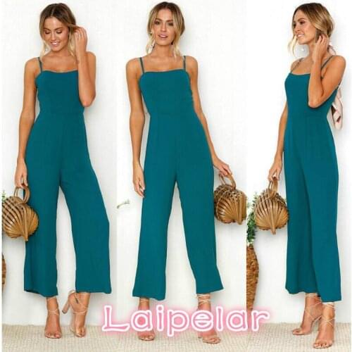 Womens Fashion Slim Sleeveless Pants Suspender Trousers Jumpsuit Casual Loose Green Rompers Laipelar