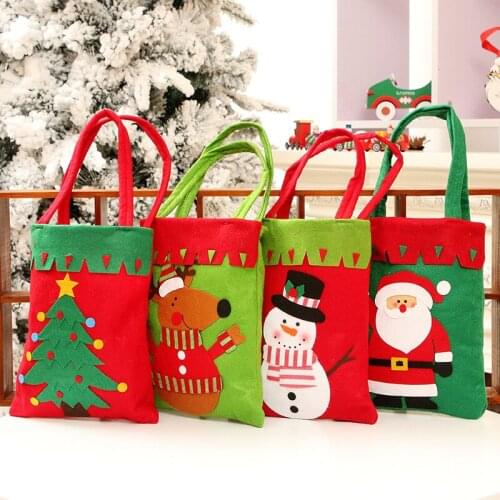 1Pc Christmas Gift Bags Santa Claus Snowman Elk Tree Tote Bag New Year Children Gifts Candy Bags Christmas Decorations For Home