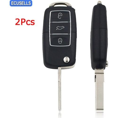 2 Pcs/Lot 3 Button Folding Flip Remote Key Shell Case Housing for VW for Volkswagen Jetta Beetle Bora Golf Passat Uncut Blade